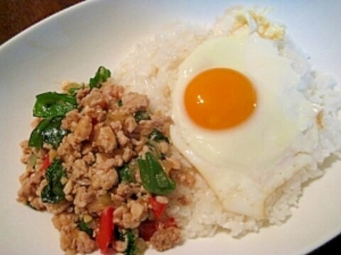 鶏肉とバジル炒めご飯